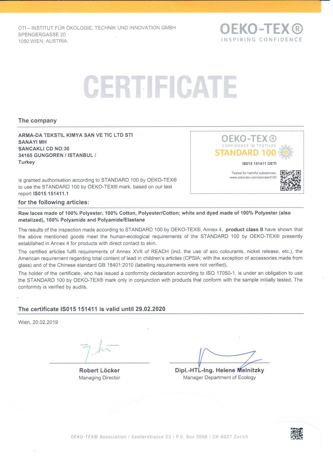 OTS100 Certificate